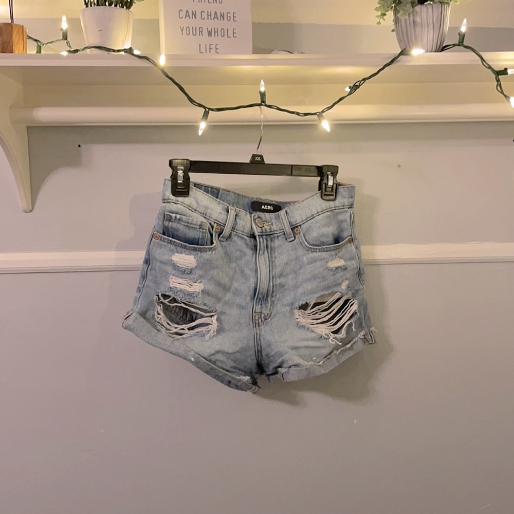 Light-wash Denim “Mom” Shorts